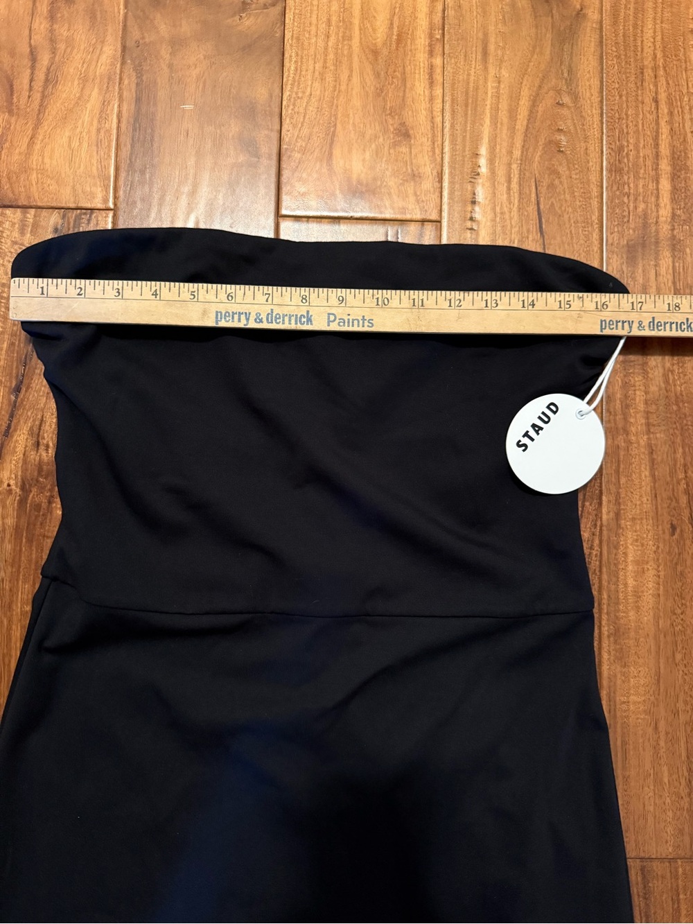 NWT STAUD Cortona Black Strapless Midi Dress sz L - Picture 8 of 15